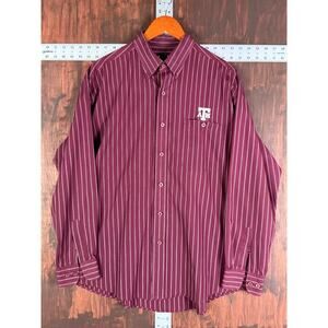 Texas A&M Aggies Antigua Long Sleeve Button Down Stripe Shirt Men Large NCAA ATM